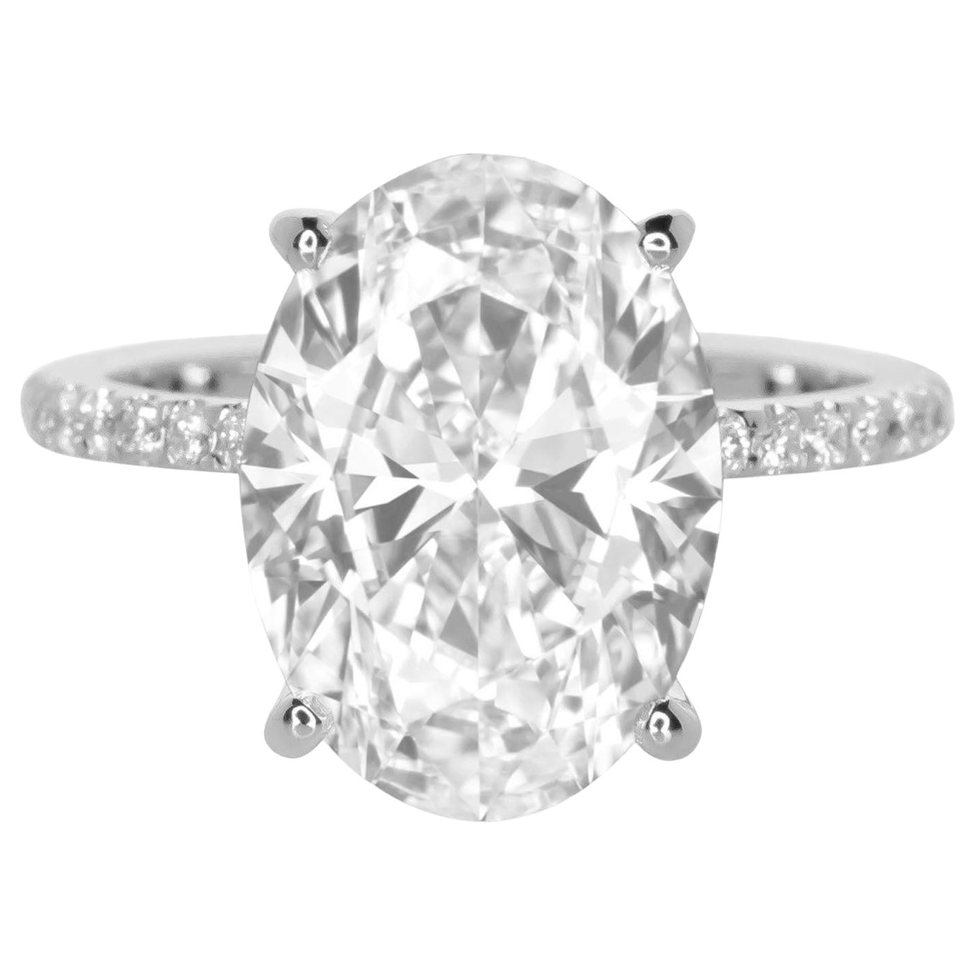 Bague avec diamant ovale certifié GIA de 6 carats VVS1