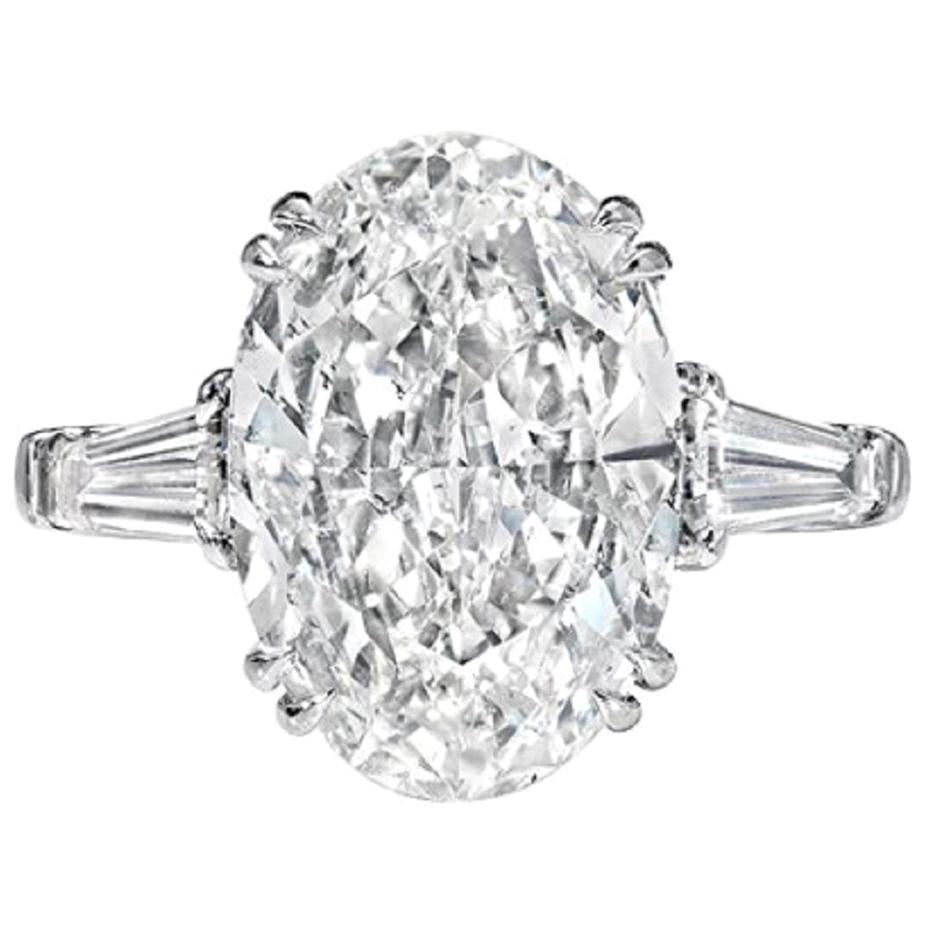 Bague de fiançailles avec diamant ovale certifié GIA, de 4 carats, de couleur F et de pureté VS1