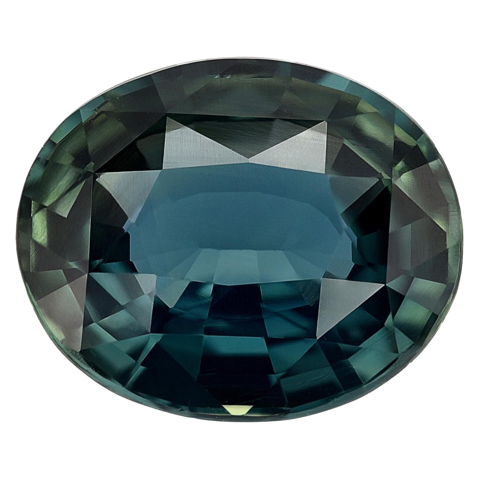 GIA Certified 3.04 Carats Unheated Blue Green Sapphire  For Sale