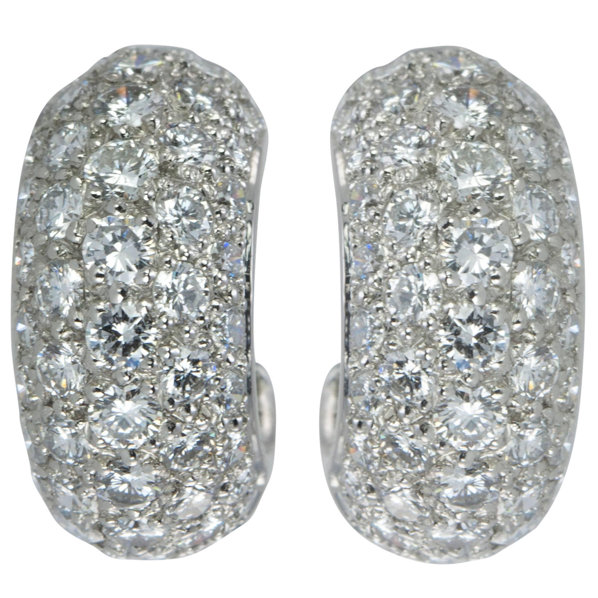 Tiffany & Co. Diamond Platinum Hoop Earrings 