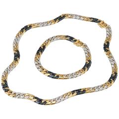 1990s Fred Paris Tricolored Gold Link Necklace