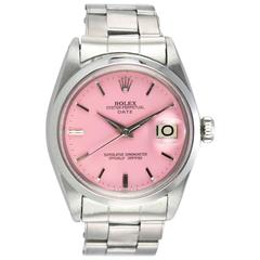 Rolex Steel Date Wristwatch with Custom Pink Dial, Ref 1500