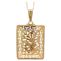 Retro Ming's Hawaii Bird of Paradise Necklace 14k Yellow Gold
