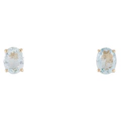 Boucles d'oreilles aigue-marine 14K - Elegance des pierres bleues, Design Timeless, Luxe