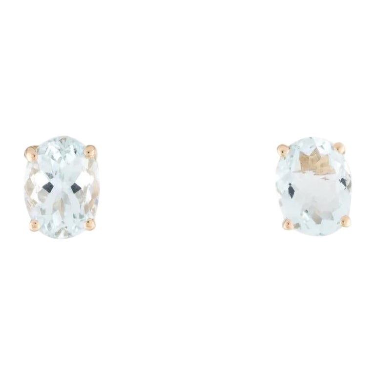 14K Aquamarine Stud Earrings - Timeless Elegance, Elegant Statement Jewelry