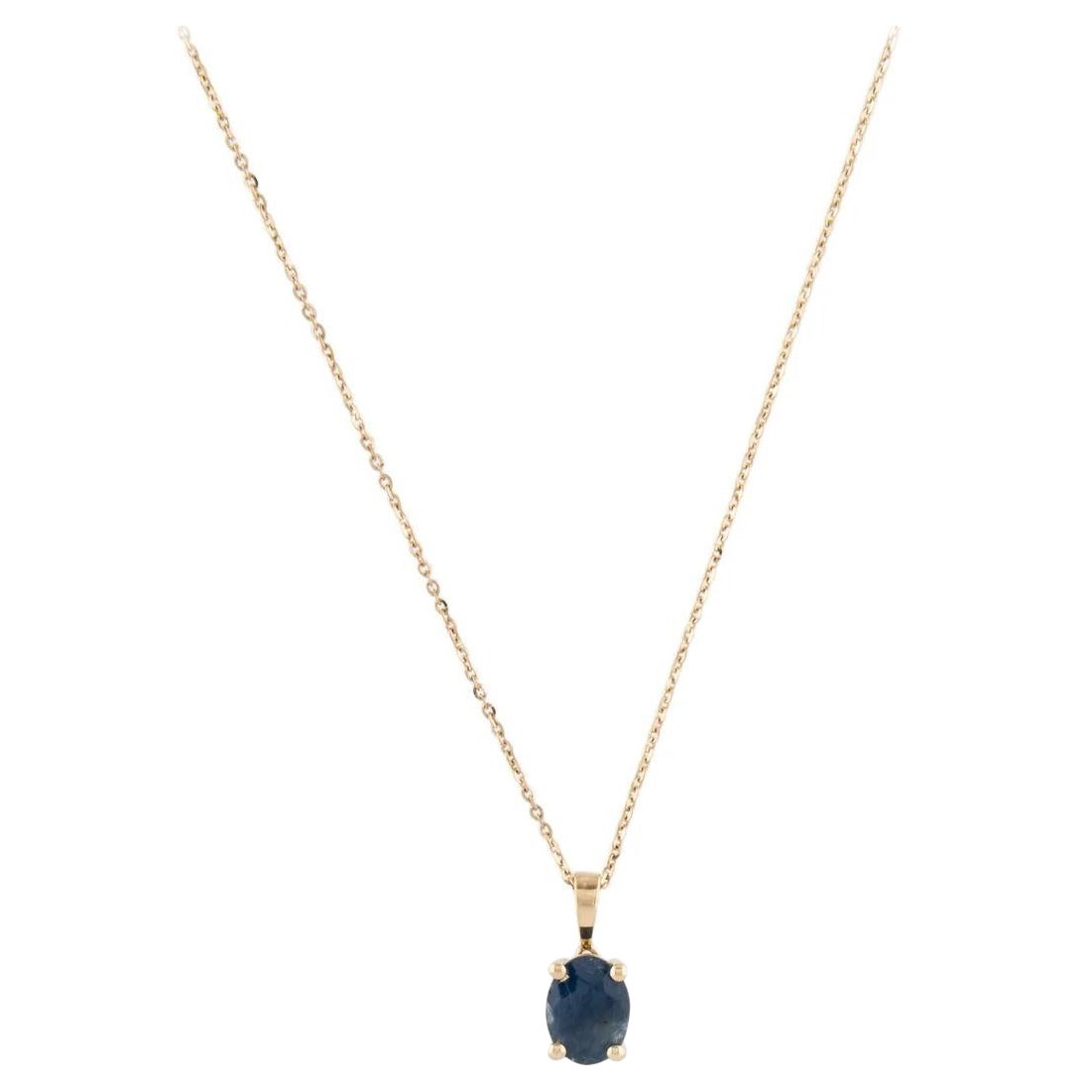 14K Sapphire Pendant Necklace - 1.33ct, Elegant Blue Gemstone, Timeless Design For Sale
