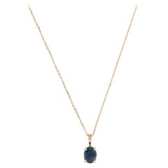14K Sapphire Pendant Necklace - 1.33ct, Elegant Blue Gemstone, Timeless Design