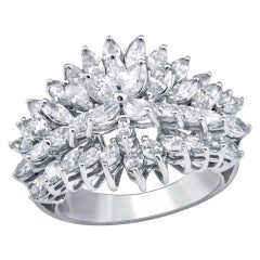 Rose Cut Marquise Shaped Diamond Ring Made In 18k White Gold