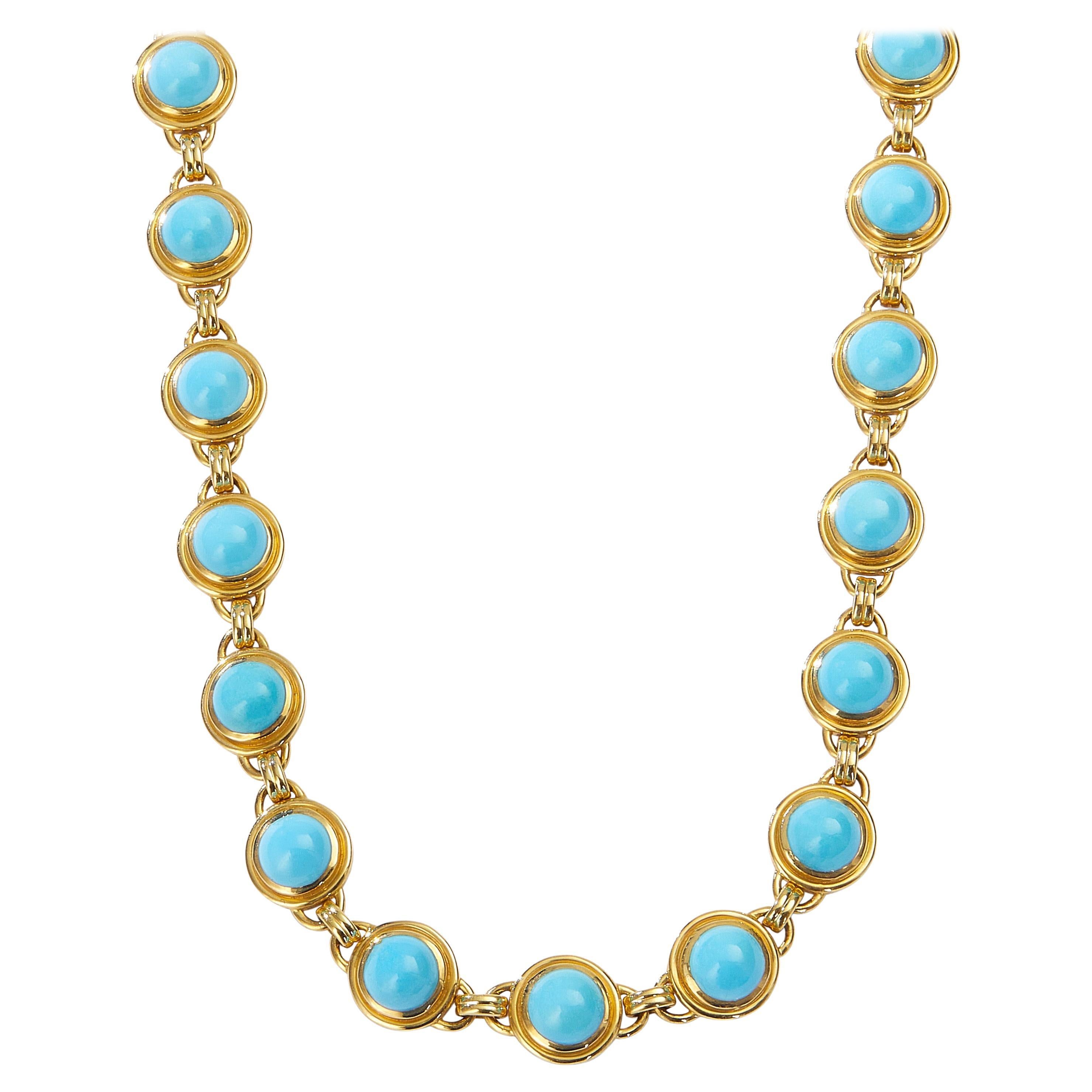 Collar Syna de Oro Amarillo con Turquesa Bella Durmiente