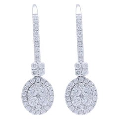 Moonlight Collection Oval Cluster Earrings: 0.7 Carat Diamonds in 14K White Gold