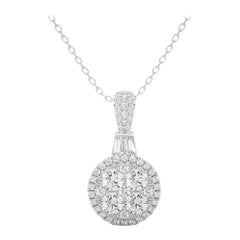 Moonlight Collection Round Cluster Pendant: 0.7 Carat Diamonds in 14K White Gold