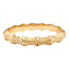 Italian 14 Karat Yellow Gold Bamboo Bangle 17.1 Grams 7 Inches 