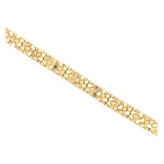 Textured & High Polished Stone Motif Bracelet 27.4 Grams 14 Karat Yellow Gold 