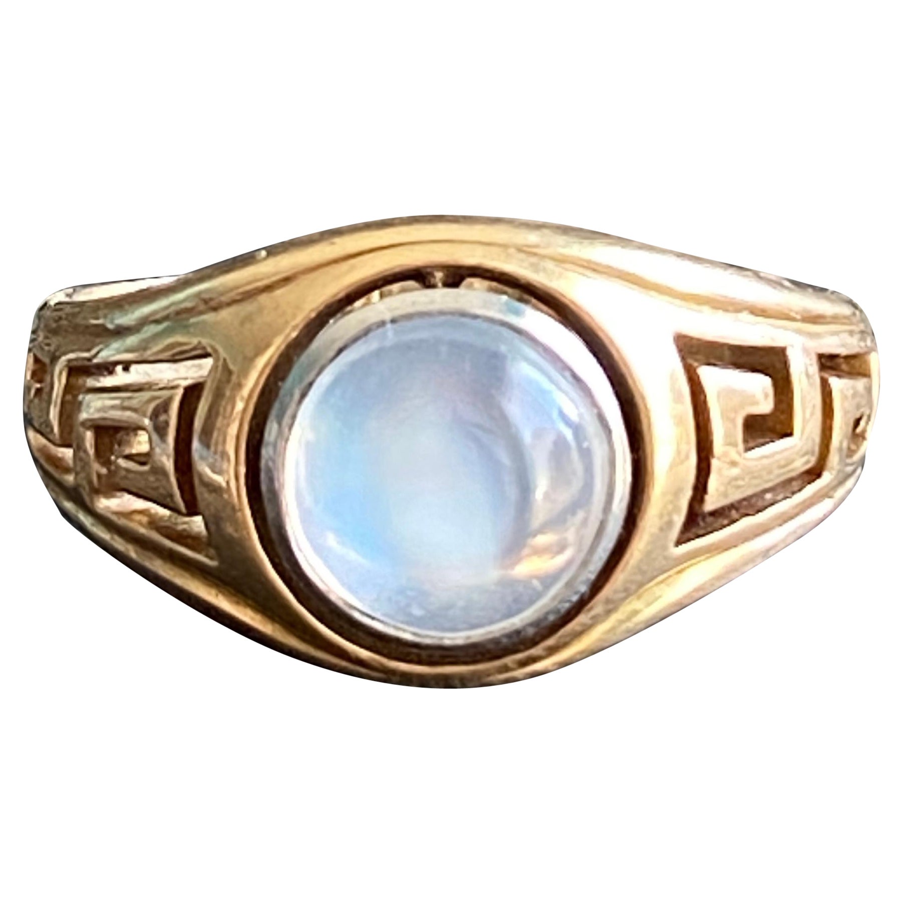 Vintage Greek Moonstone 14K Gold Ring For Sale