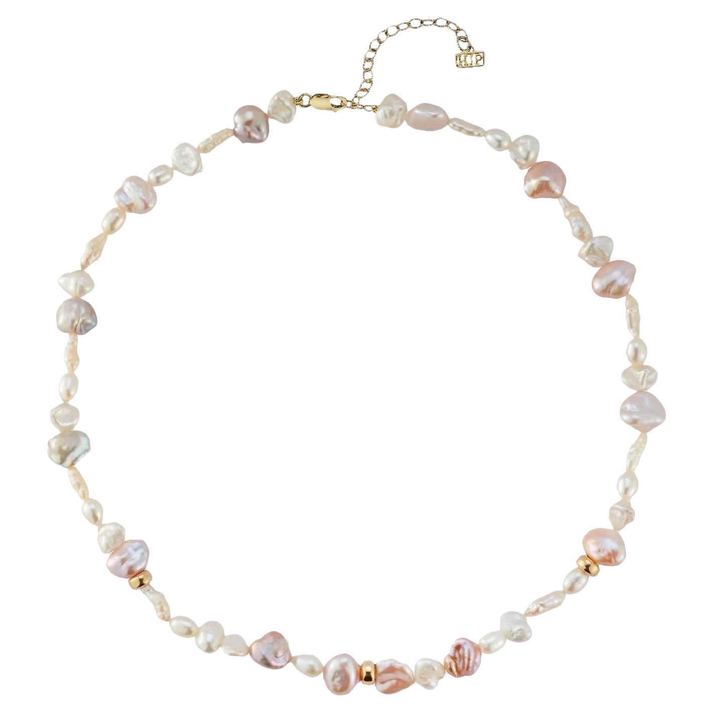 Mixed Perlen-Halskette aus 14 Karat Gelbgold im Angebot