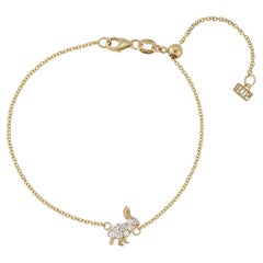 0.13 carat Diamond bunny bracelet 14 karat yellow gold