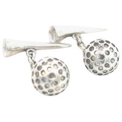 Tiffany & Co Estate Golf Ball Boutons de manchette en argent sterling
