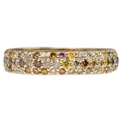 SIZE NO RESERVE! 1.16 Ct Fancy  Diamonds Eternity Band 14 kt. Yellow gold Ring