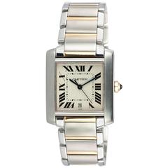 Cartier Yellow Gold Stainless Steel Tank Française Wristwatch