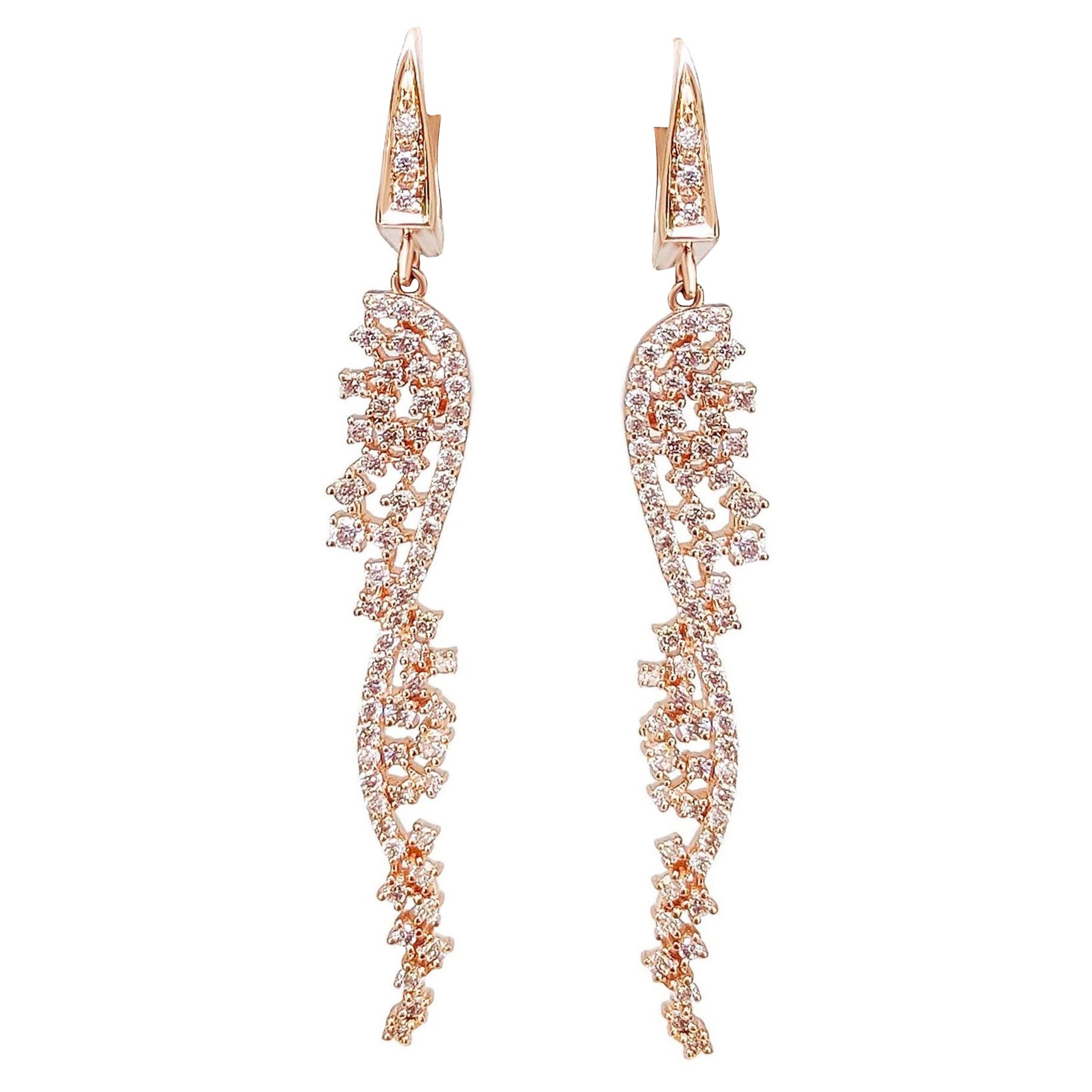 NO RESERVE! 1.20 Cttw Fancy Pink Diamond - 14kt gold - Rose gold - Earrings For Sale