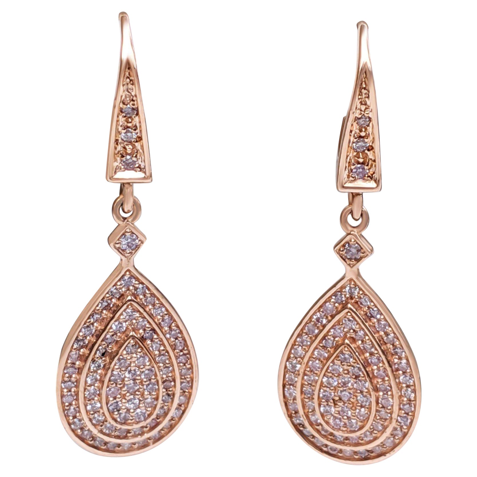 NO RESERVE! 0.75 Cttw Fancy Pink Diamond - 14kt gold - Rose gold - Earrings