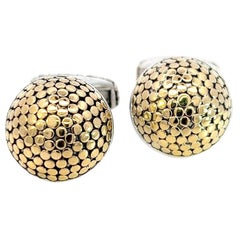 John Hardy Estate Mens Dots Cufflinks Sterling Silver 18k Y Gold
