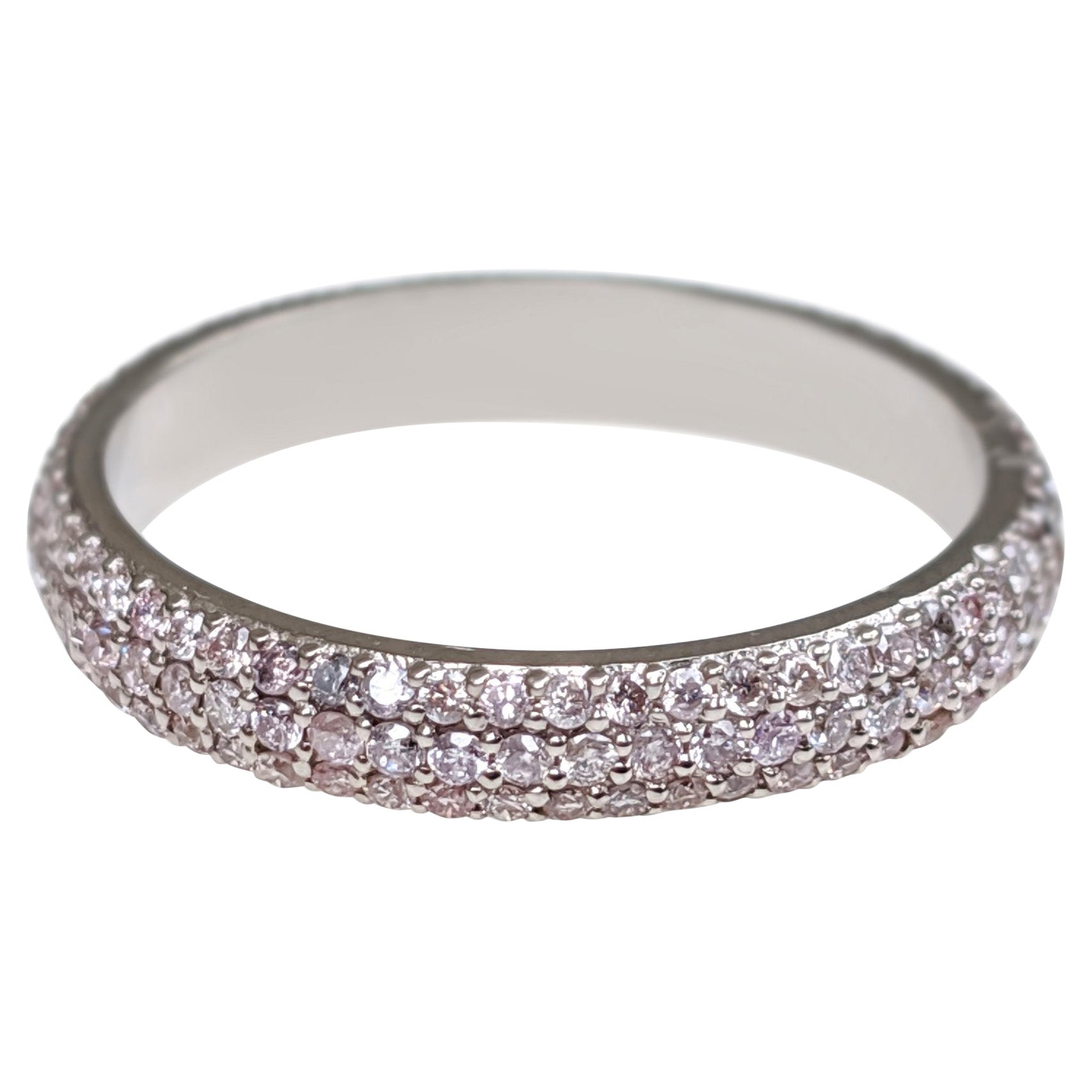 PAS DE RÉSERVE ! 1.00Ct Fancy Pink Diamond Eternity Band - 14 kt. Or blanc - Bague