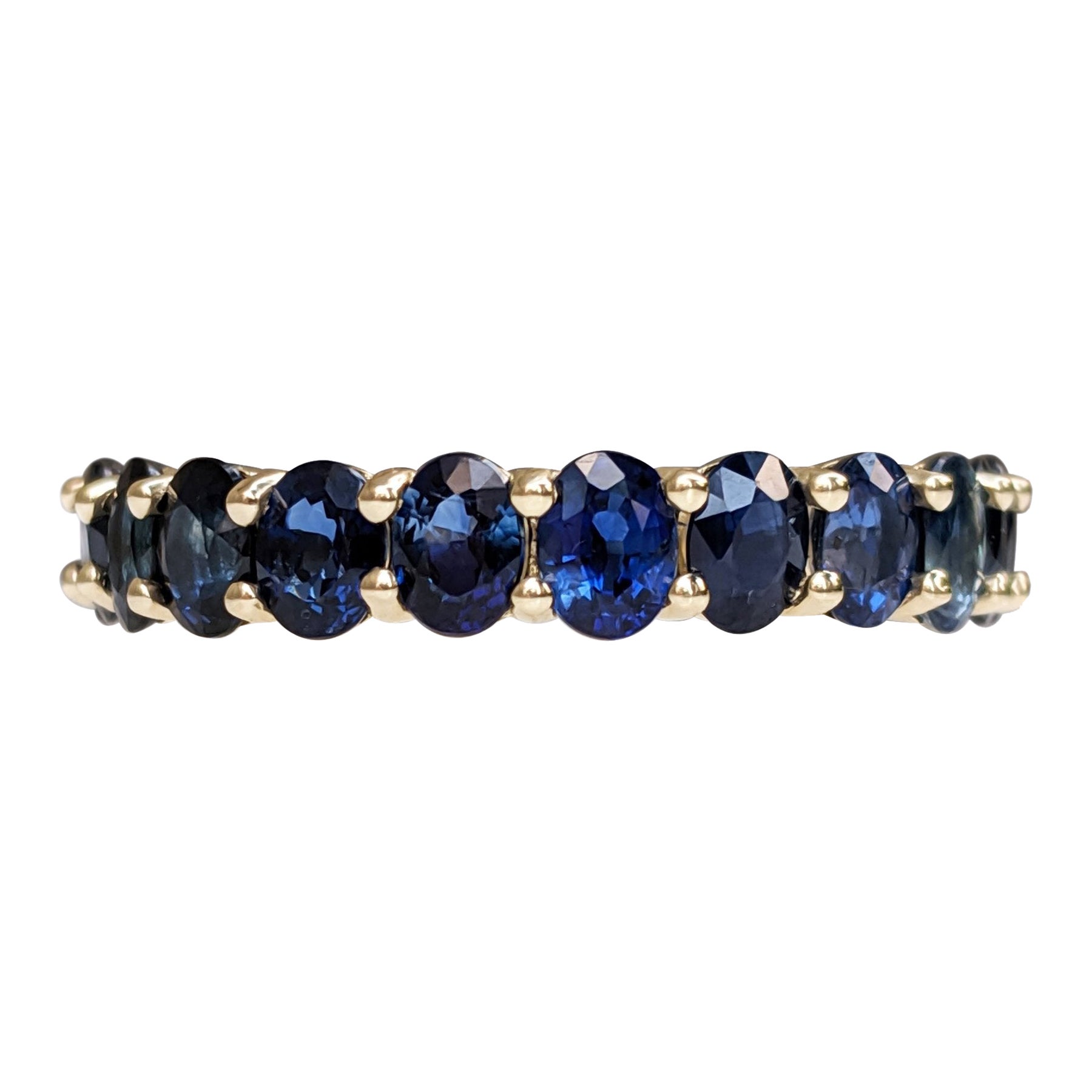NO RESERVE! 5.22Ct Sapphire Eternity Band - Sapphire - 14kt Yellow gold - Ring For Sale