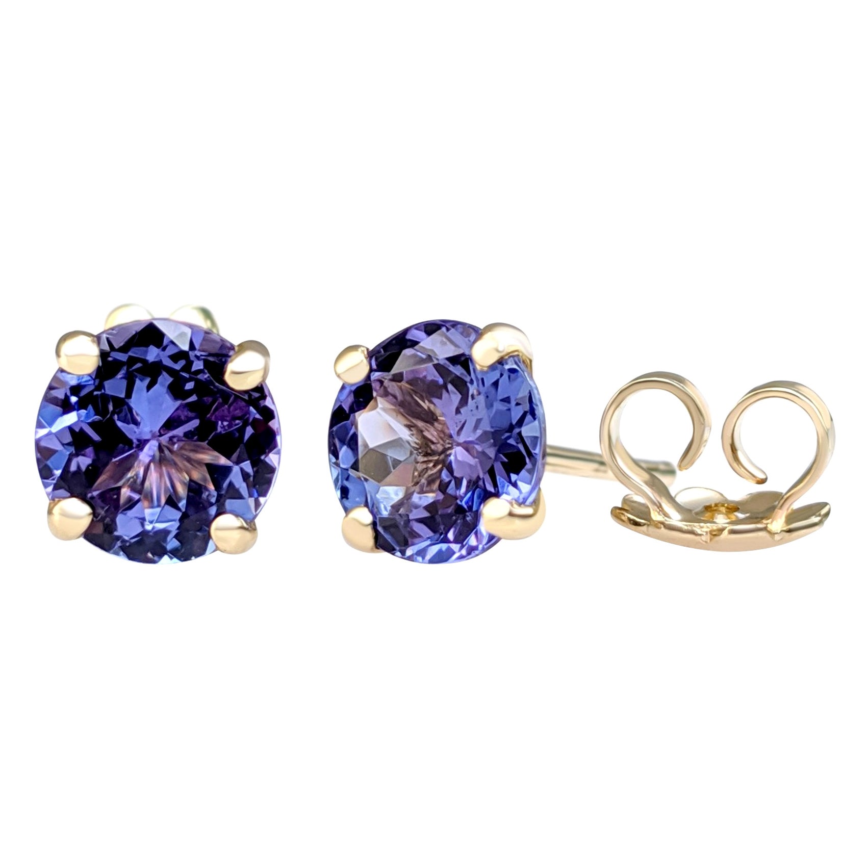 $1 NO RESERVE!  2.58 Carat Tanzanite - 14kt Yellow gold - Earrings For Sale