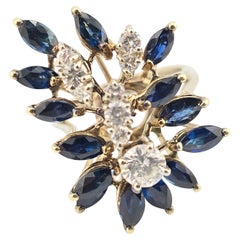Vintage Marvelous Diamond & Sapphire Cluster Ring Gorgeous Stones