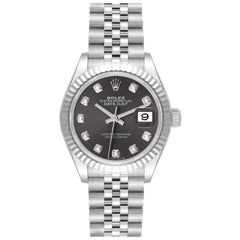 Rolex Datejust 28 Steel White Gold Grey Diamond Dial Ladies Watch 279174 Unworn