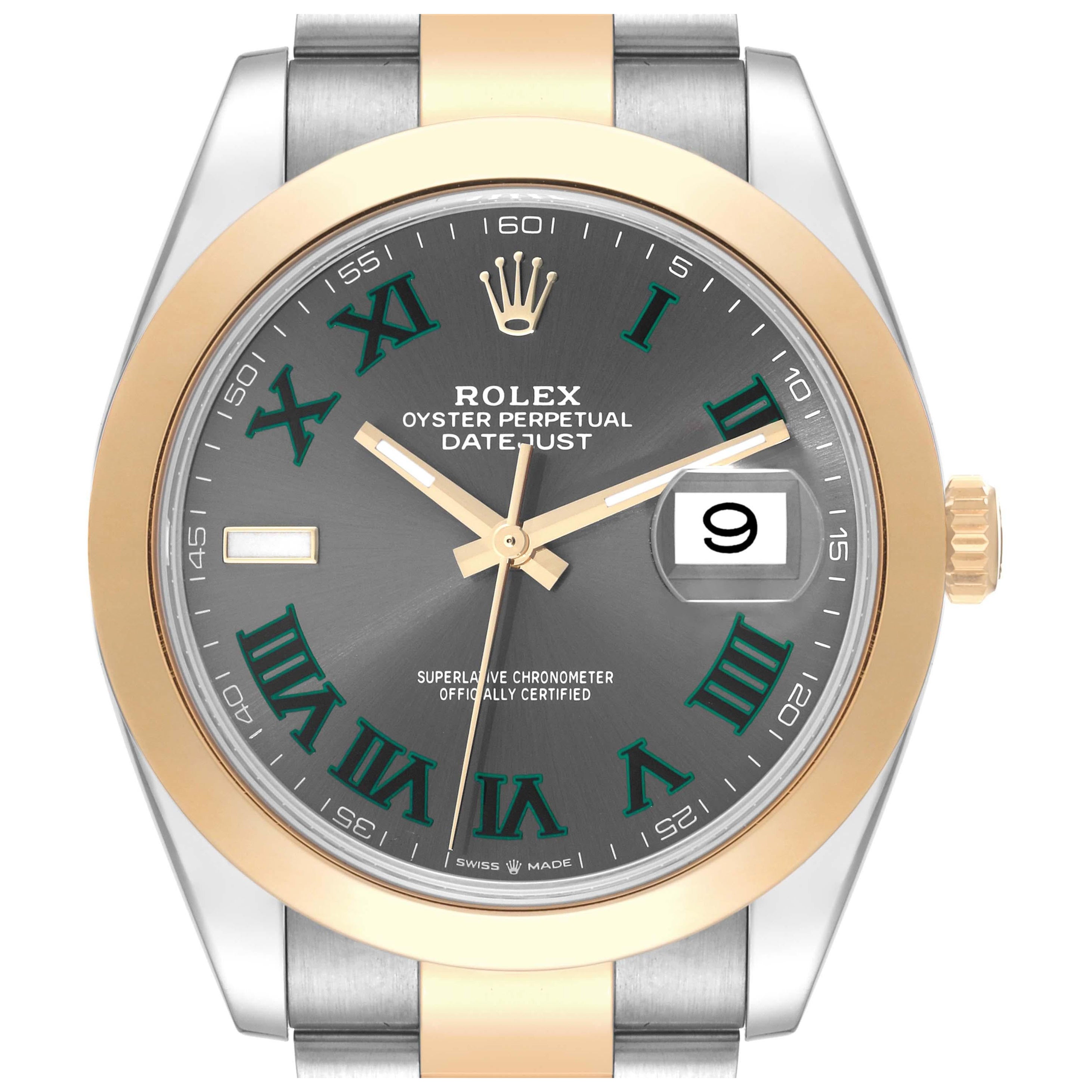 Rolex Datejust 41 Steel Yellow Gold Wimbledon Dial Mens Watch 126303 For Sale