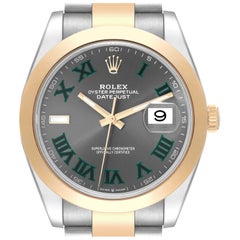 Vintage Rolex Datejust 41 Steel Yellow Gold Wimbledon Dial Mens Watch 126303