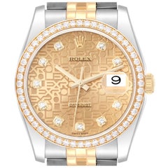 Rolex Datejust Anniversary Dial Steel Yellow Gold Diamond Men's Watch 116243
