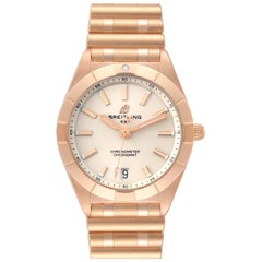 Vintage Breitling Chronomat 32 White Dial Rose Gold Ladies Watch R77310