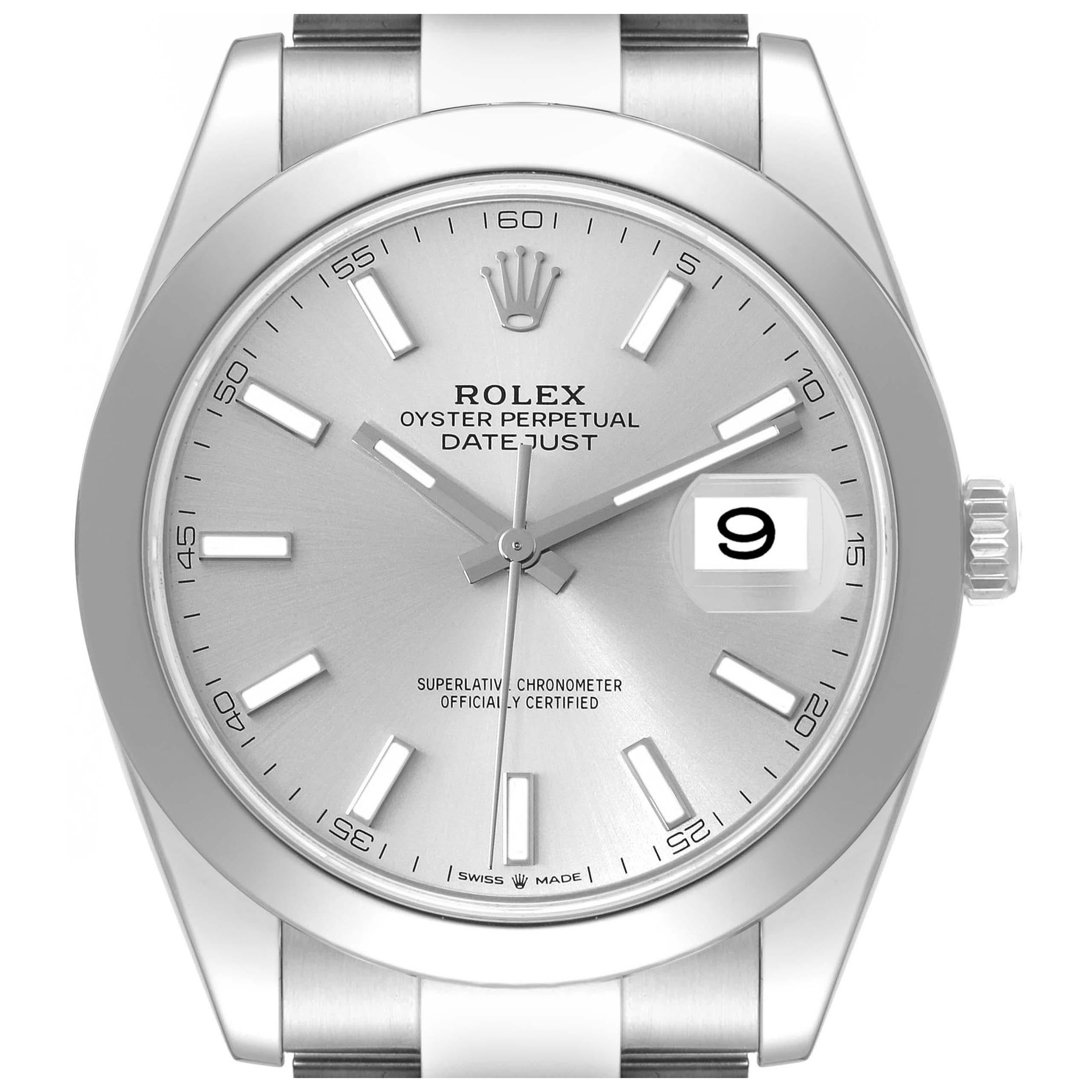 Rolex Datejust 41 Silver Dial Steel Mens Watch 126300 Box Card