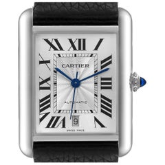 Cartier Tank Must Large Steel Silver Dial Mens Watch WSTA0040 Box Card