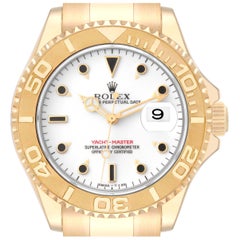 Vintage Rolex Yachtmaster 40mm Yellow Gold White Dial Mens Watch 16628