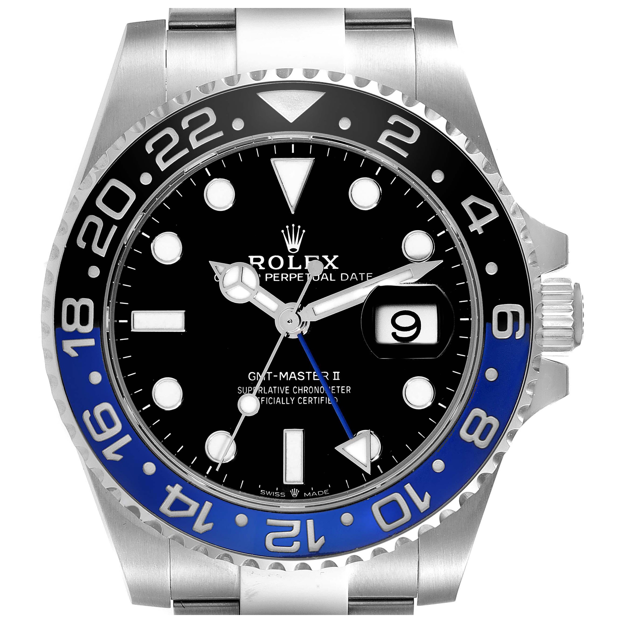 Rolex GMT Master II Black Blue Batman Bezel Steel Mens Watch 126710 Unworn