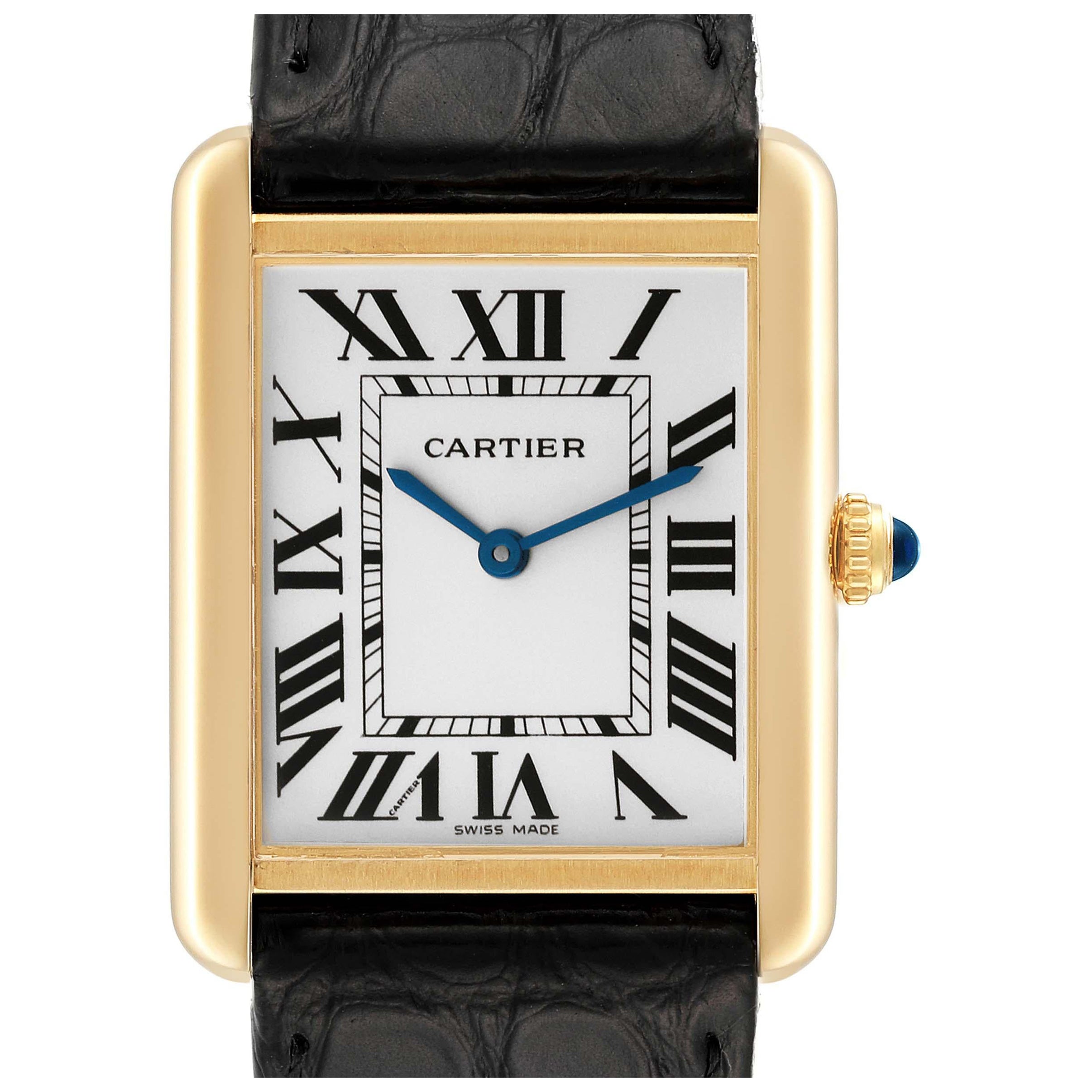Cartier Tank Solo Large Yellow Gold Steel Mens Watch W5200004 Papers