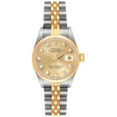 Rolex Datejust Diamond Dial Steel Yellow Gold Ladies Watch 69173