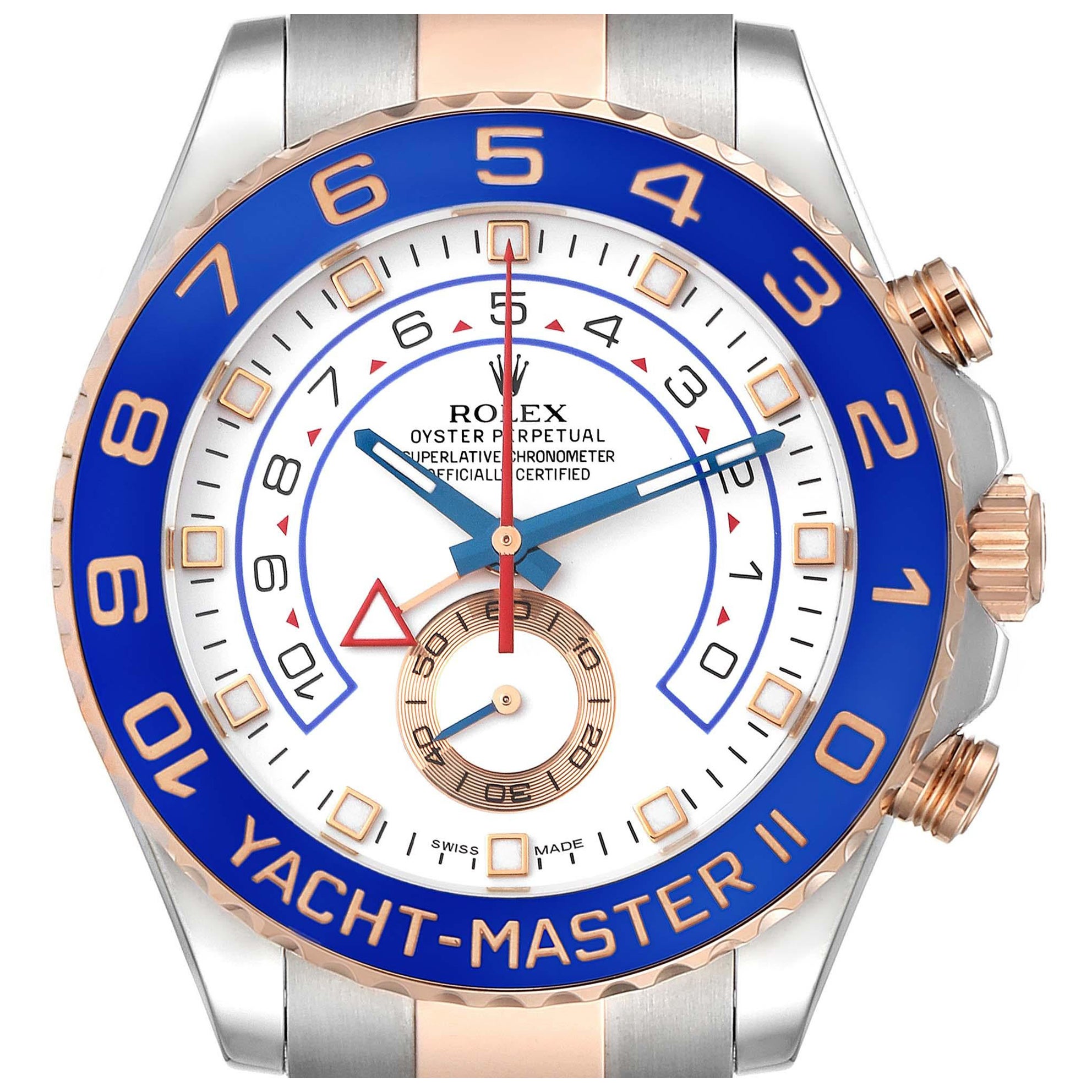 Montre pour homme Rolex Yachtmaster II en acier et or rose 116681 avec carte de visite en vente