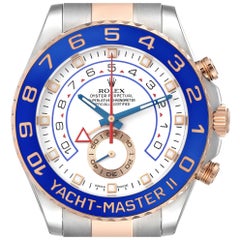 Used Rolex Yachtmaster II Steel Rose Gold Mens Watch 116681 Box Card