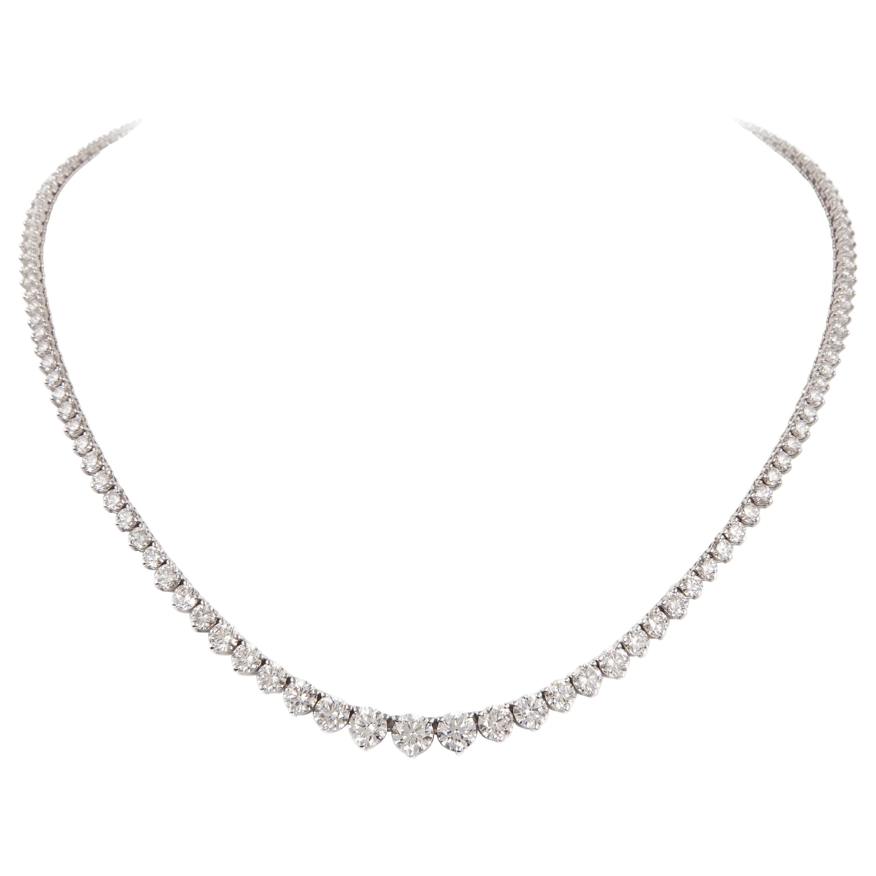Alexander Beverly Hills GIA 13.11ct Diamond Tennis Riviera Necklace 18k For Sale