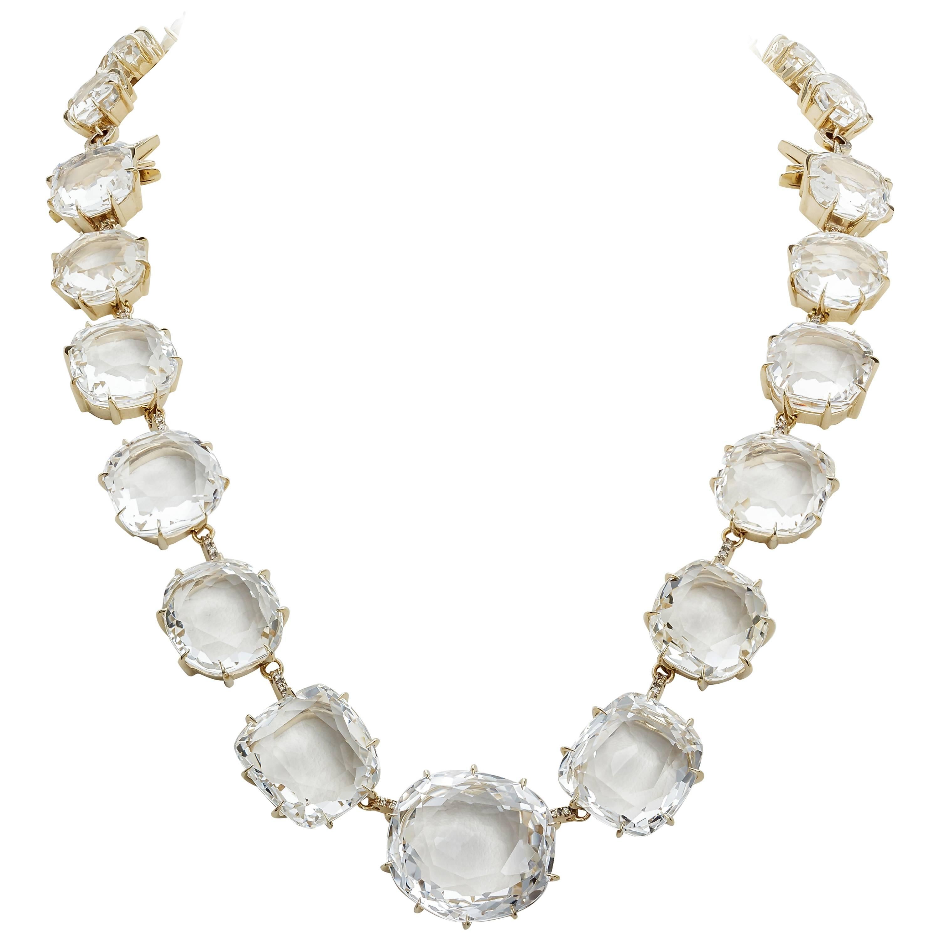 New H. Stern Moonlight Quartz Diamond Gold Necklace