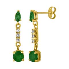 Emerald & Diamond Gold Drop Earrings 10
