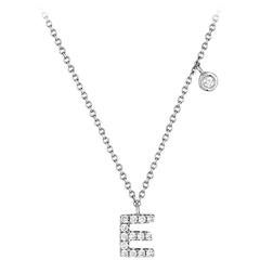 Initial Letter "E" Diamond Gold Pendant Charm Necklace
