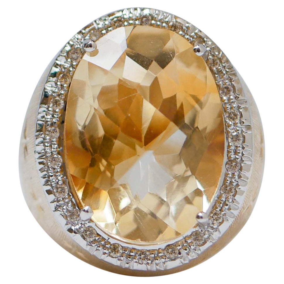 Topaz, Diamonds, Rose Gold Ring. For Sale