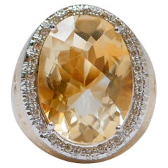 Vintage Topaz, Diamonds, Rose Gold Ring.
