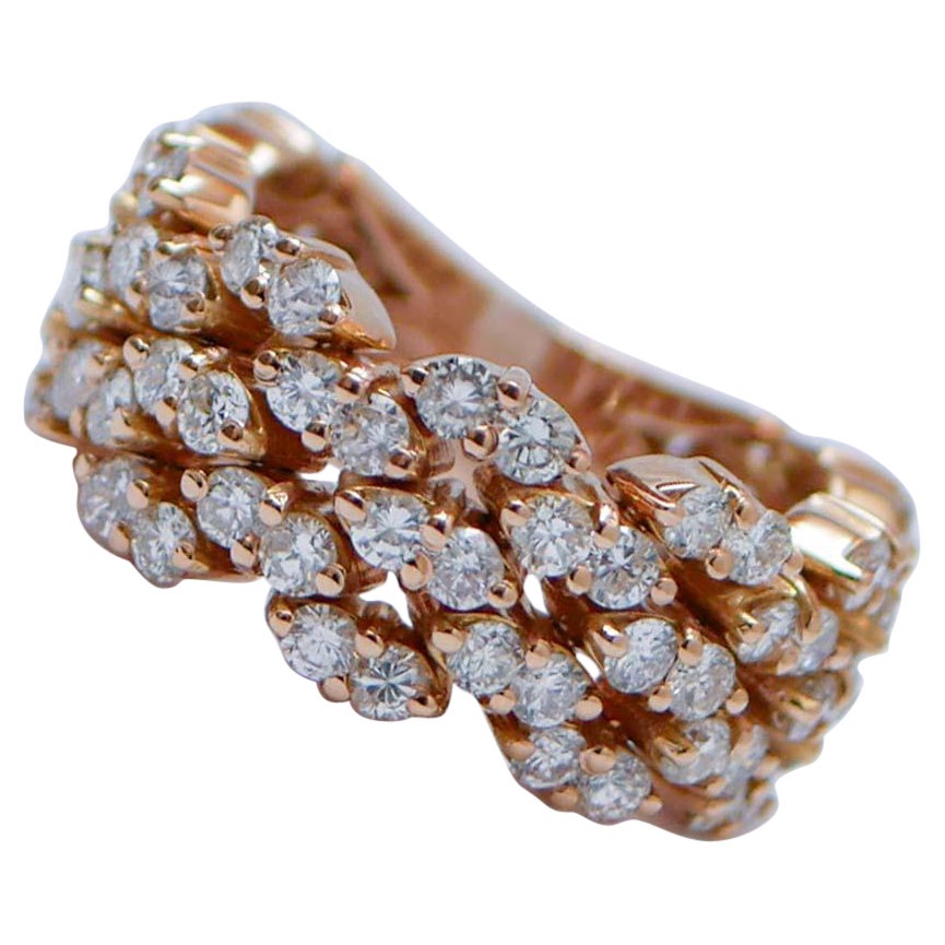 Diamonds, 18 Karat Rose Gold Band Modern Ring. For Sale